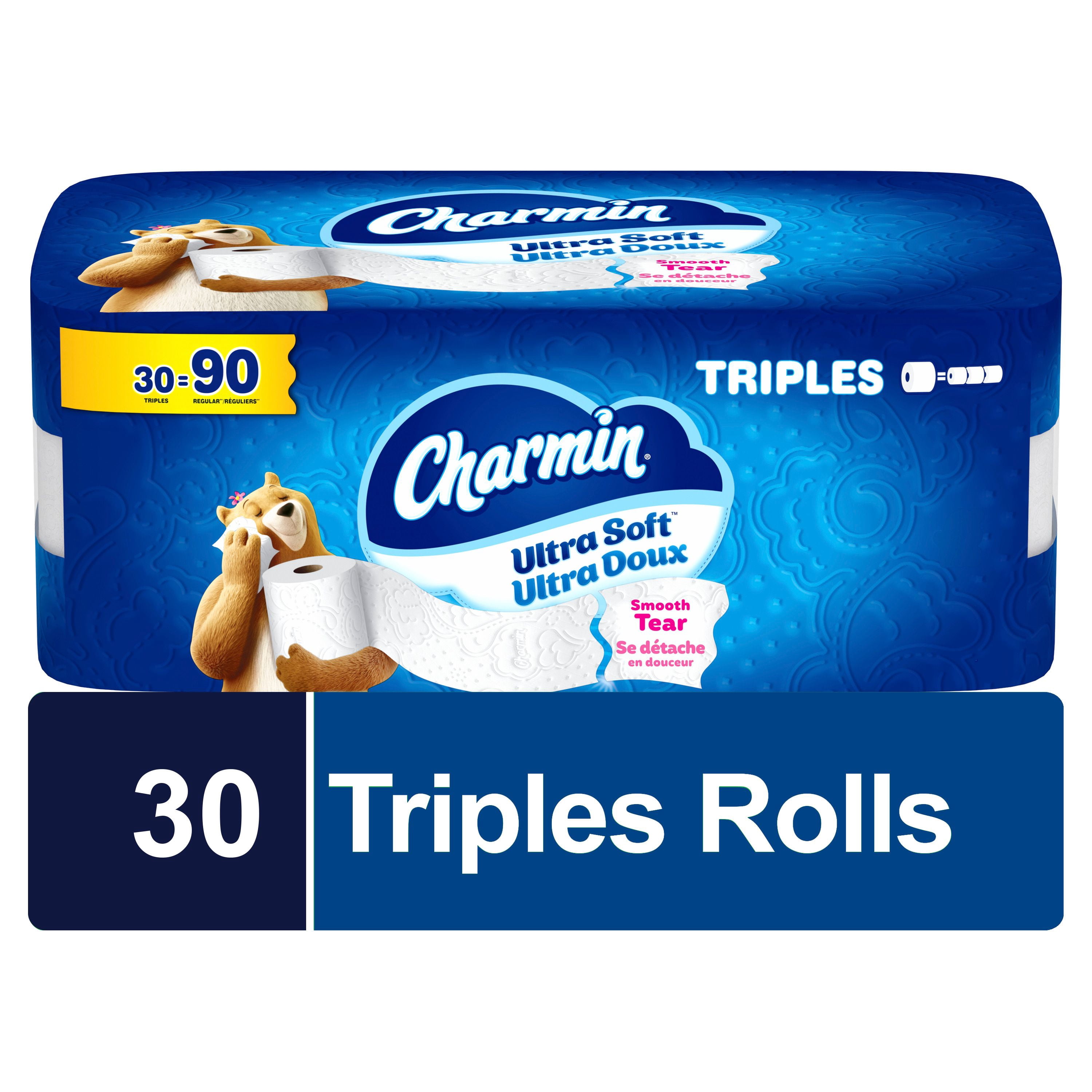 Charmin Toilet Paper Ultra Soft, 30 Triple Rolls (90 Regular Rolls Equivalent), 2-ply Bathroom Tissue
