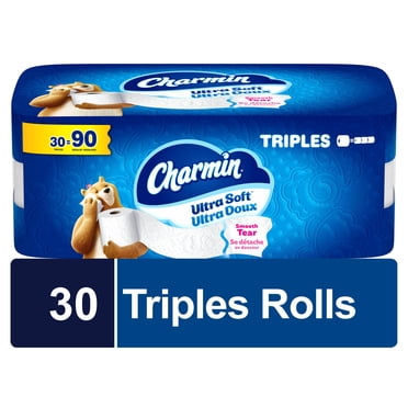 Charmin Toilet Paper Ultra Soft, 30 Triple Rolls (90 Regular Rolls Equivalent), 2-ply Bathroom Tissue