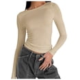 thumbnail image 1 of T-Shirts pour Femmes 2025, T-Shirts Femmes, T-Shirt à Manches Longues Uni pour Femmes Rround pour Superposition Col T-Shirt Chaud Synthétique T-Shirt à Manches Longues Femmes Ajusté Manches Longues Long, 1 of 8