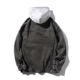 thumbnail image 3 of RKSTN Jackets for Men Fall Fashion Motorcycle Solid Color Button Pocket Long Sleeved Hooded Denim Jacket Mens Coats, 3 of 3