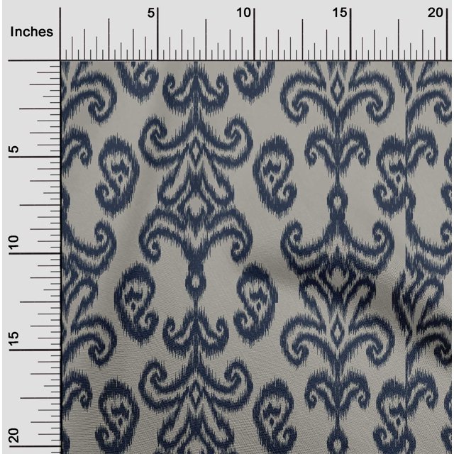 oneOone Cotton Poplin Fabric Paisley & Floral Ikat Print Fabric BTY 42 Inch Wide