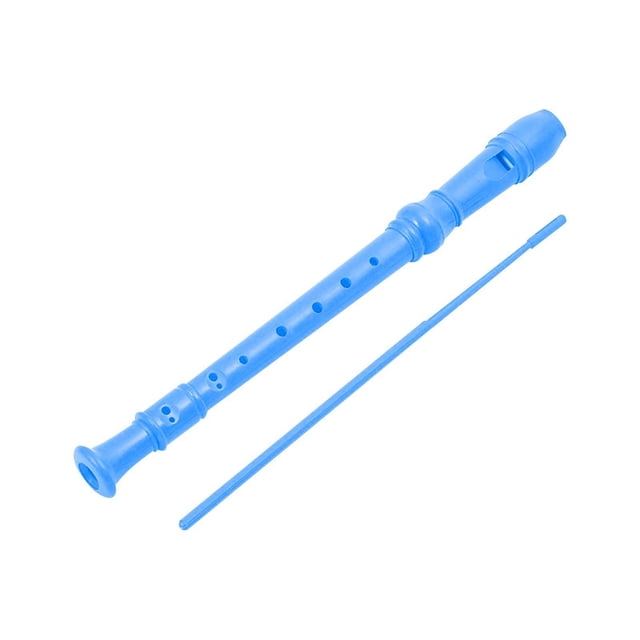 8 Hole Soprano Recorder Instrument High C Tone Flute Soprano Recorder Clarinet with Cleaning Stick. This blue ABS woodwind instrument features an 8-hole German fingering system, designed for beginners and professionals. Lightweight and portable, it includes a cleaning rod for easy maintenance, making it ideal for practice, performances, or travel.