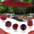 thumbnail image 3 of Gymax Outdoor 15' Double-Sided Patio Umbrella 48 Solar LED Lights Crank & Base Wine, 3 of 9