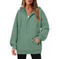 thumbnail image 2 of Womens Hoodies Quarter Zip Pullover Oversized Sweatshirts Half Zip Pullover With Pockets Fall Clothes, 2 of 7