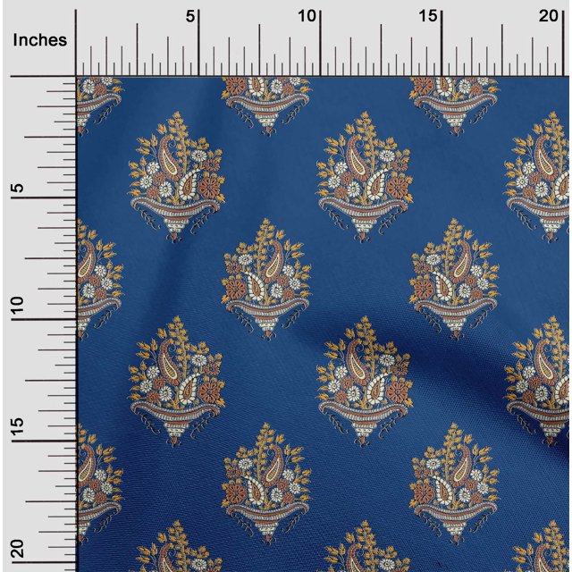 oneOone Georgette Viscose Fabric Leaves|Floral & Paisley Block Print Fabric BTY 42 Inch Wide
