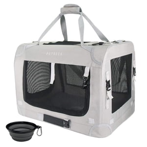 Petseek Porte-Champs extra grand soft sided Portable Small Dog Carrier pour 2 Chats 24"x16.5""x 16"" Voiture Voyage pliant Design confortable avec Bowl Grey