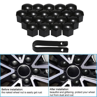 20 Pcs Écrous de Roue Universels 21 mm Plaqués Capuchons d'Écrou de Boulon Protecteur de Vis Noir