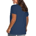 thumbnail image 3 of Women Full Sleeve Tops Short Sleeve Round Neck Top Plus Size Solid Color Basic T-Shirts,Womens Elbow Sleeve Tops, 3 of 4