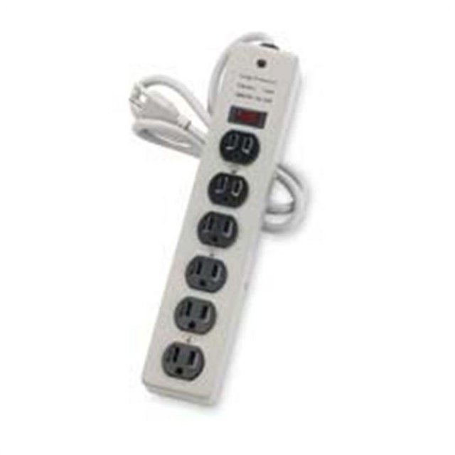 Compucessory CCS55156 Power Strip- 6 Outlet- 125 Volts- 15 amps- 6ft. Cord- Light Gray
