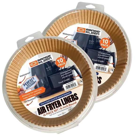 Range Kleen 8 inch Round Unbleached Disposable Parchment Air Fryer Liner 20 Pack