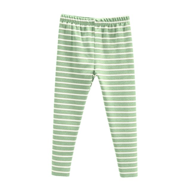 MIASHUI Leggings pour Filles Confortables Extensibles Pantalon Pleine Longueur Collants Doux à Imprimé Rayé, Vert, 3-4 Ans