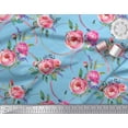 thumbnail image 3 of Soimoi Blue polyester Crepe Fabric Leaves & Ranunculus Floral Fabric Prints By Yard 42 Inch Wide, 3 of 3