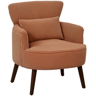 HOMCOM Fauteuil d'Appoint Rembourré avec Pattes en Bois pour Salon, Orange
