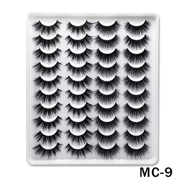 False Eyelashes Faux Mink Lashes 20 Pairs Long Dramatic Fluffy Volume Natural Fake Eyelashes Value Pack MC-9