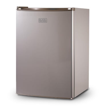 Black + Decker BCRK25V Compact Refrigerator Energy Star Single Door Mini Fridge with Freezer, Cubic Feet, VCM, 2.5 cu.ft, Brushed Metal Finish,Grey