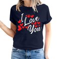 thumbnail image 2 of Pisexur T-shirt de la Saint-Valentin pour Femmes, Imprimé Amour, Manches Courtes, Col Rond, 2 of 5