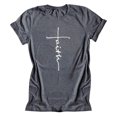 thumbnail image 1 of T-Shirt pour Femme à Col Rond, Manches Courtes, Blouse Décontractée, T-Shirt Imprimé Lettres, Gris, M, 1 of 6