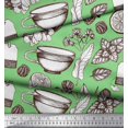 thumbnail image 3 of Soimoi Poly Georgette Fabric Tea Cup,Lemon Slice & Ginger Vegetable Print Sewing Fabric Yard 52 Inch Wide, 3 of 3