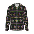 thumbnail image 1 of Vsdgher Mardi Gras Fleur de Lis Print Adult Hoodie Shirts Rash Guard for Men Women,Long Sleeve Sun Protection Fishing Shirts for Athletic Running Swim-X-Large, 1 of 7