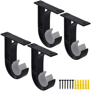 Support de Tringle à Rideaux pour Plafond, Support de Tringle à Rideaux Robuste avec Boucle en Plastique, Alliage d'Aluminium, Quincaillerie pour Fenêtres s'Adapte jusqu'à 1-2/16 Po, Ensemble de 4, Vis Incluse