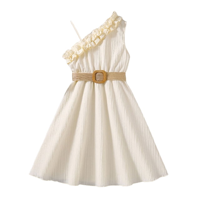 2025 Girls Dresses Children Dress Spring Summer First Birthday Dress Girl Strap Ruffles Solid Color Flower Girl Dresses Princess Girls Casual Dress Girls Dresses Size 1-12 with