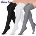 thumbnail image 2 of 1 Paire de Chaussettes de Compression Sport Cuisse Haute, Bas de Compression Traitement pour Course, Dème, Varices, Grossesse, Allaitement Blanc, 2 of 6
