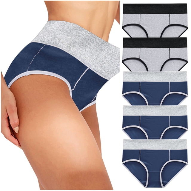 Bigersell Womens Underwear Packs 5 Pack Patchwork Cotton Brief Seamless Underwear Multi-Pack Plus Size No Lines Panties Ladies No Show Full Coverage Underpants R-Multicolor 5XL