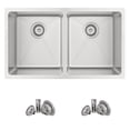 thumbnail image 2 of Stylish Dual Mount 31" Stainless Steel Double Bowl Kitchen Sink with Strainers S-401, 2 of 12