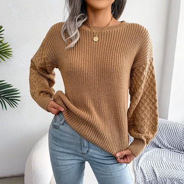 zanvin Chandails des Fêtes pour Femmes Mode Décontractée Coloré Manches Longues Épaules Dénudées Chandail en Tricot Col Rond Chandail Cadeaux