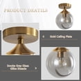 thumbnail image 3 of KCO Lighting Small Smoked Glass Globe Flush Mount Ceiling Light, Brushed Gold Ceiling Lighting, Mid Century Modern Ceiling Light, 3 of 7