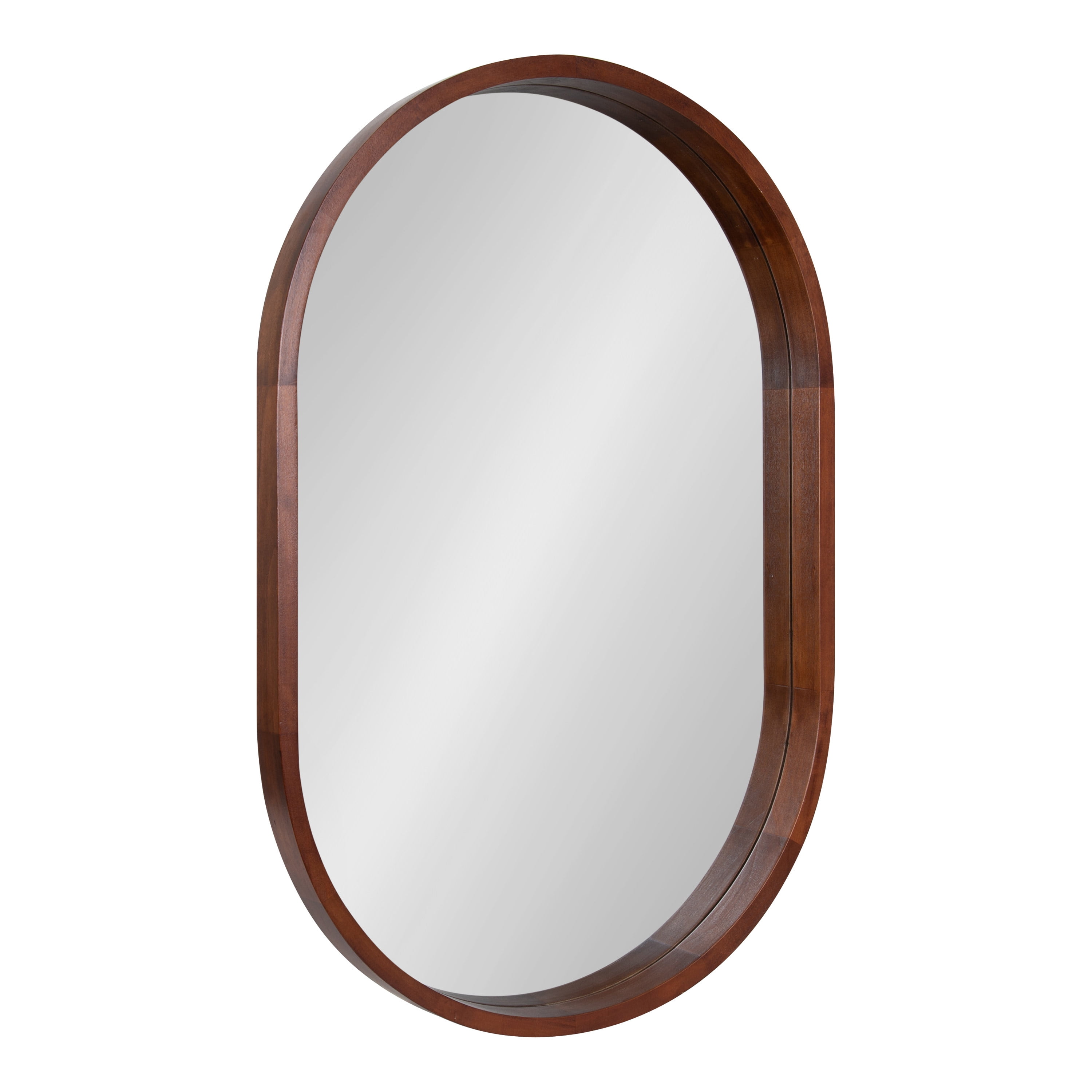 Kate and Laurel Hutton Modern Capsule Wall Mirror, 24 x 36, Walnut, Midcentury Decorative Mirror for Wall