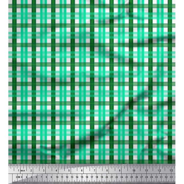 Soimoi Poly Georgette Fabric Gingham Check Print Fabric by the Yard 52 Inch Wide