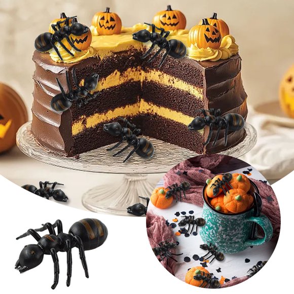 CY5O5ee 1PCS RealisticAnts Halloween Decoration Cupcake Decoration for Halloween Theme Kitchen Wedding Birthday Cake Topper PartyFavors Cake Decors Party Supplies