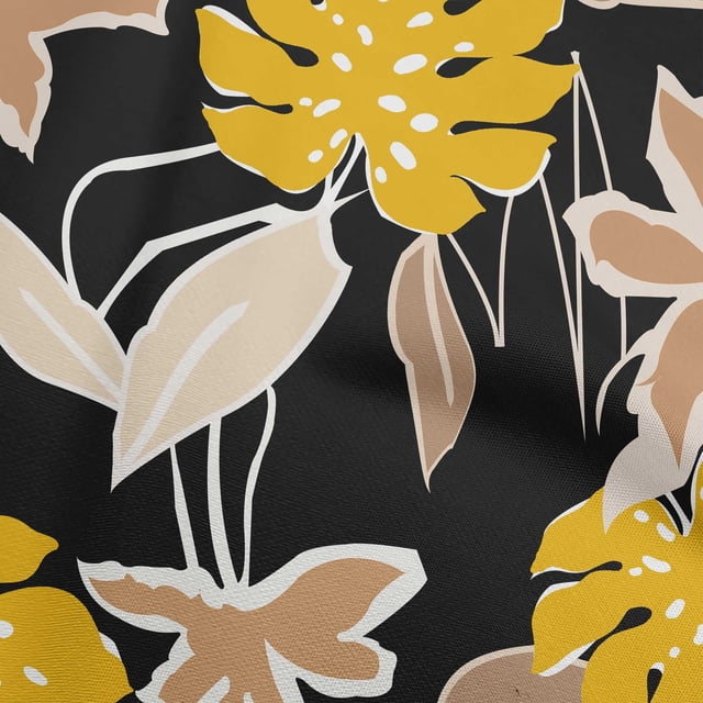 oneOone Velvet Black Fabric Abstract Tropical Floral Sewing Craft Projects Fabric Prints By Yard 58 Inch Wide
