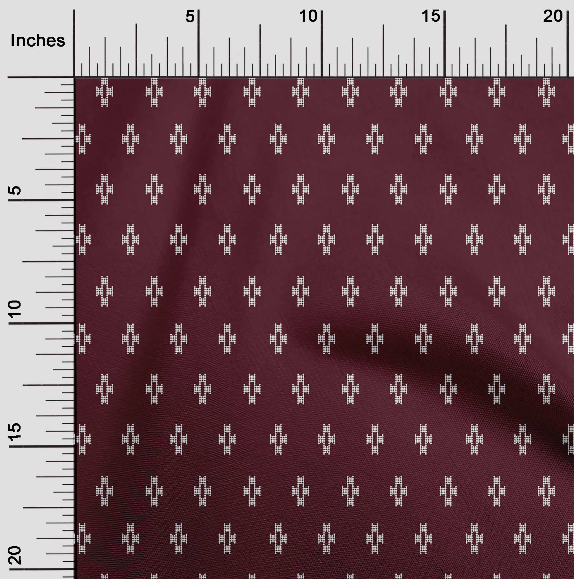 oneOone Tissu en Viscose Chiffon Imprimé Kasuri Signe Plus au Mètre 42 Pouces de Large