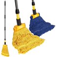 thumbnail image 1 of Commercial Mop, Looped-End String Industrial Mop, Heavy Duty Mops with 2 String Mop Heads for Floor Cleaning, Blue/Yellow, 1 of 5