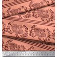 thumbnail image 2 of Soimoi Poly Georgette Fabric Stripe,Leaves & Hen Block Print Fabric by Yard 52 Inch Wide, 2 of 3