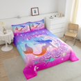 thumbnail image 4 of Erosebridal Ensemble de Couette Simple Sirène Princesse pour Filles, Couette en Duvet à Roses Florales, Déco Étoiles, 2 Pcs, 4 of 8