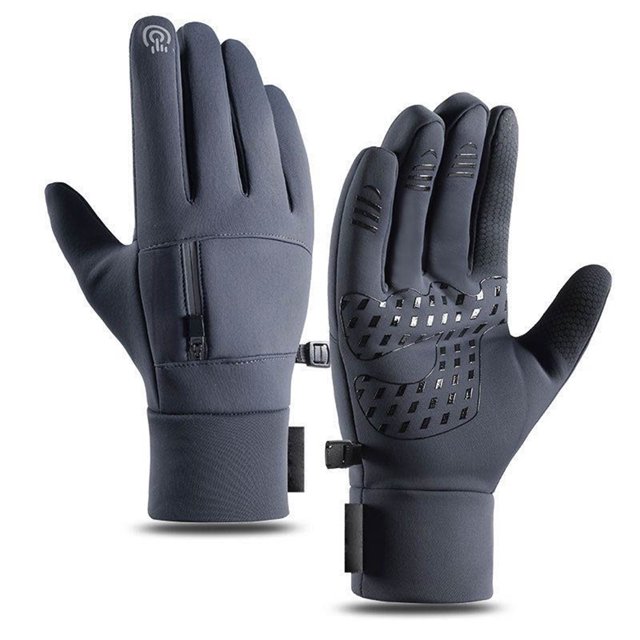 Men's Winter Thermal Gloves with Touchscreen Compatibility, Windproof Warm No Slip Grip for Outdoor Riding, Cycling, Skiing, Hiking, Work, and Cold Weather Activities Grey XL