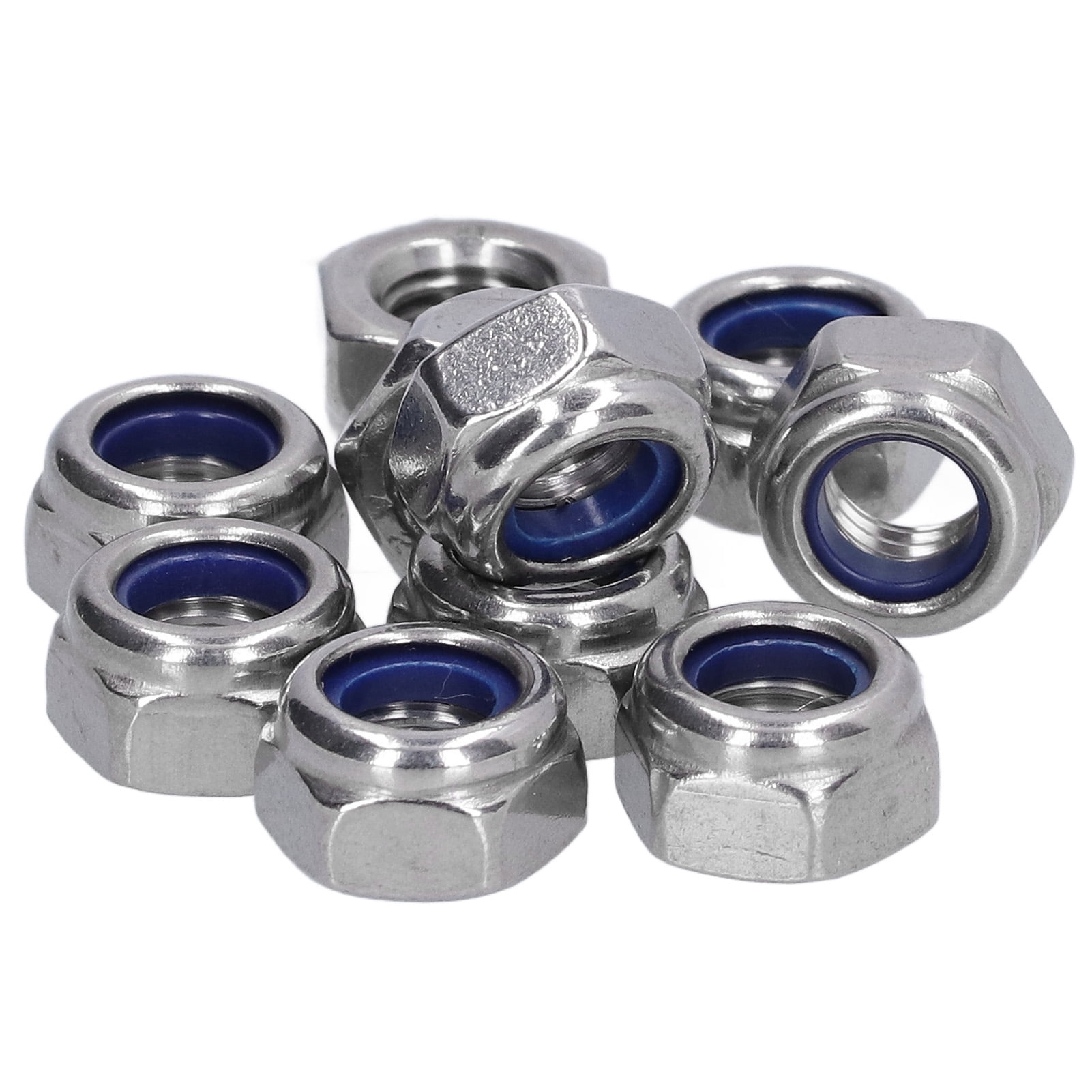 Nylon Insert Lock Nut Set, Portable Locknut Set Standard Design A2-70 Stainless Steel Easy Installation Durable For Maintenance