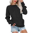 thumbnail image 1 of Pulls à Manches Longues pour Femmes Blouses à Manches Longues Mode Féminine Solide Ample Col Rond Blouse à Manches Longues avec Poche Pull Blouses à Manches Longues pour Femmes Hauts à Manches Longues, 1 of 4