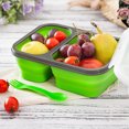 thumbnail image 3 of Luncheaze Lunch Box Collapsible Bento Box, Lunch Box 2 Compartment, Premium Silicone, Bpa Free, Airtight Snap-Top Lid, Microwave and Dishwasher Safe,with Spoon Lunch Box Snacks, 3 of 3