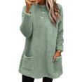 thumbnail image 1 of LUXUR Women Fuzzy Fleece T Shirt Loose Work Tops Green L, 1 of 2