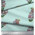thumbnail image 3 of Soimoi Tissu en Poly Georgette Imprimé Feuilles et Fleurs au Mètre 52 Pouces de Large, 3 of 3