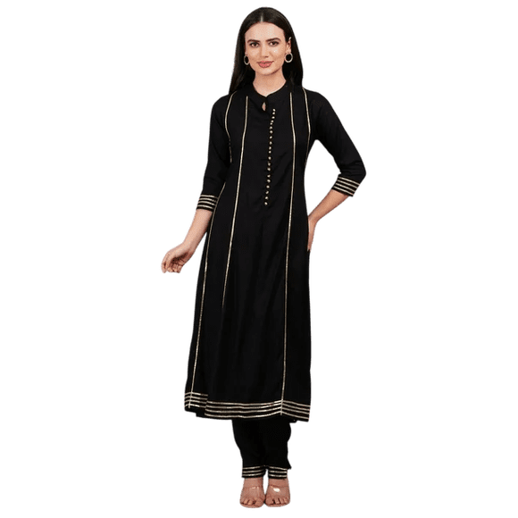 DWEEP SARA Black Rayon Anarkali Suit Women’s Ethnic Party & Festive Wear Festive Special/ , M-38