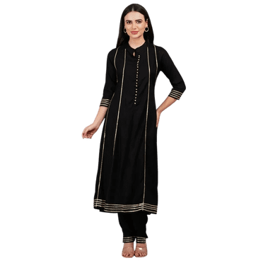 DWEEP SARA Ensemble Anarkali en Rayonne Noir pour Femmes Tenue Ethnique de Fête et Festive Spéciale Festive/, M-38