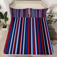 thumbnail image 2 of Erosebridal Blue Red Black Stripe Bed Sheets Queen, Geometric Line Bedding Sets Queen Size 4pcs, 2 of 7