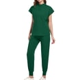 thumbnail image 1 of Ensemble Assorti de Sarraus pour Femmes, Hauts Extensibles à Col Rond avec Poches et Pantalons Cargo, Ensemble d'Uniforme de Travail Jogger pour Infirmière, 1 of 5