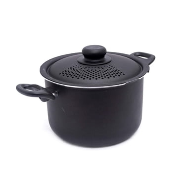 Starbasix 5.7L (6Qt) Non-Stick Stockpot with Perforated Strainer Lid, Aluminum Cookware for Pasta, Soup and Everyday Cooking, Oven Safe, Dishwasher Safe