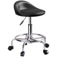 thumbnail image 1 of HOMCOM Tabouret Roulant Réglable, Chaise de Salon en PU avec Repose-Pieds, Noir, 1 of 10
